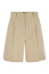 Weekend Max Mara Beige Bermuda Shorts In Cotton And Linen In Beige