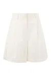 Weekend Max Mara "ecuba Bermuda In Linen And Cotton In Ivory
