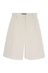Weekend Max Mara Ecuba Cotton And Linen Bermuda Shorts In White