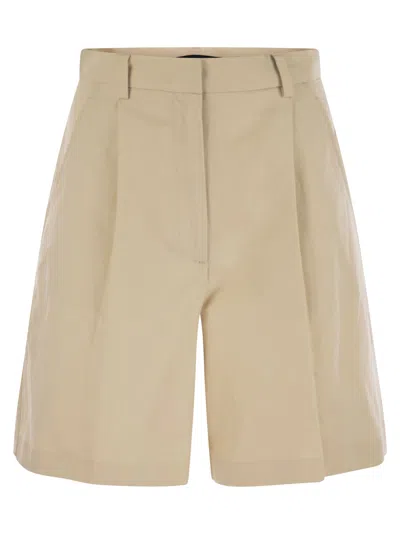 Weekend Max Mara Ecuba Cotton And Linen Bermuda Shorts In Beige