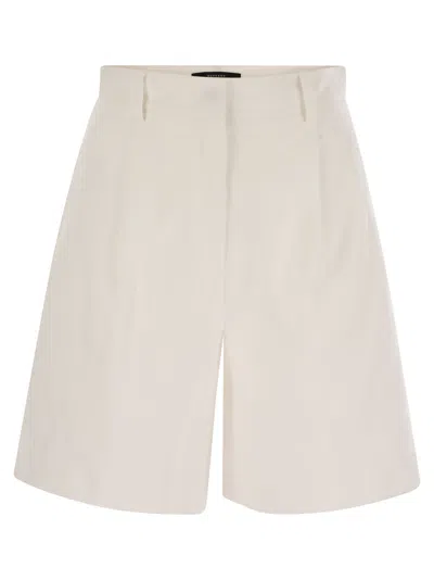 Weekend Max Mara Ecuba Cotton And Linen Bermuda Shorts In White