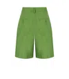 Weekend Max Mara Ecuba Cotton & Linen Canvas Shorts In Green