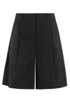 Weekend Max Mara Cotton-linen Shorts In Nero