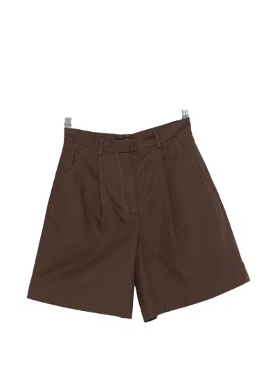 Weekend Max Mara Ecuba Pleated Shorts In Brown
