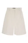 Weekend Max Mara Ecuba Cotton And Linen Bermuda Shorts In White