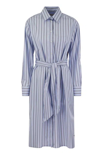 WEEKEND MAX MARA WEEKEND MAX MARA EDIPO - STRIPED POPLIN AND SILK CHEMISIER DRESS