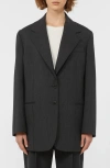 Weekend Max Mara Edmea Pinstripe Virgin Wool Blazer In Black