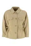 Weekend Max Mara Eger - Cotton And Linen Jacket With Drawstring In Beige