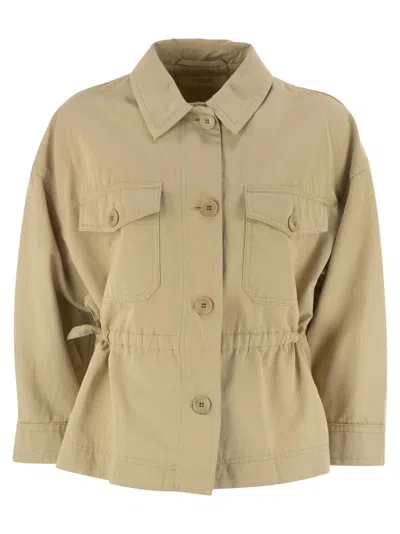 Weekend Max Mara Eger - Cotton And Linen Jacket With Drawstring In Beige