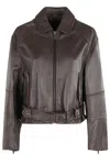 Weekend Max Mara Brown Egizio Leather Jacket In Brown
