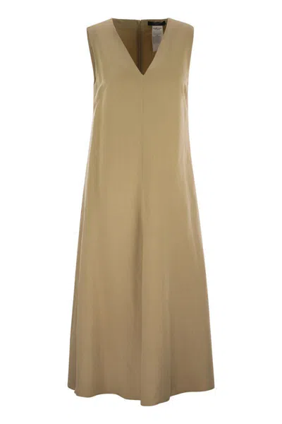 WEEKEND MAX MARA WEEKEND MAX MARA EGOISTA - VISCOSE AND LINEN CANVAS FLARED DRESS