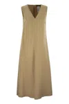 Weekend Max Mara Egoista - Viscose And Linen Canvas Flared Dress In Beige