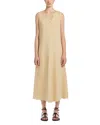 Weekend Max Mara Viscose And Linen Canvas Flared Dress In Sand