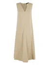 Weekend Max Mara Egoista V-neck Sleeveless Midi Dress In Neutral