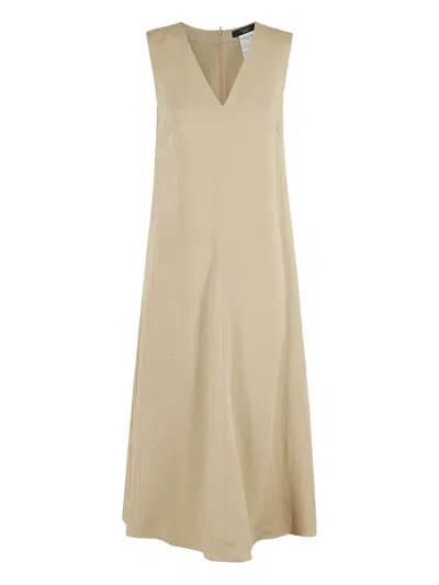 Weekend Max Mara Egoista V-neck Sleeveless Midi Dress In Neutral