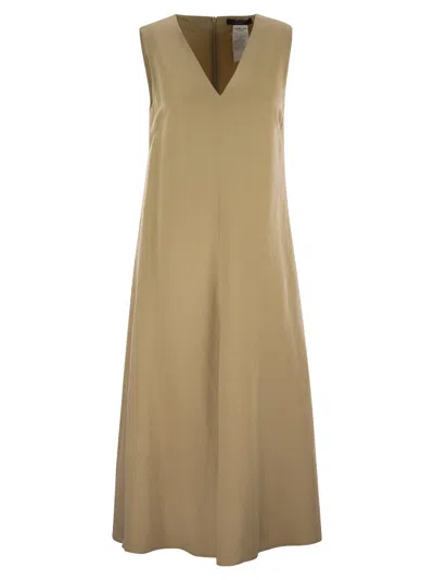 Weekend Max Mara Egoista - Viscose And Linen Canvas Flared Dress In Beige