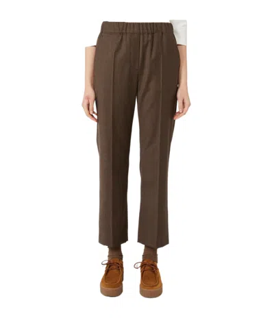 Weekend Max Mara Elastic Waist Casual Pants In Brown