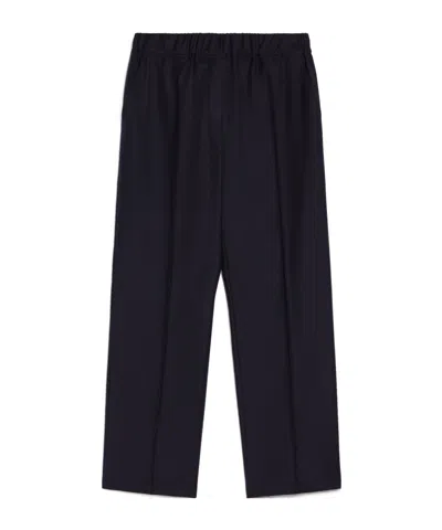 Weekend Max Mara Elastic Waist Flannel Trousers In Black