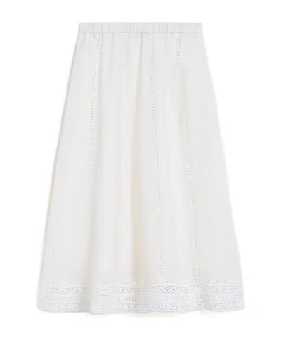 Weekend Max Mara Elastic Waist Midi Skirt In White