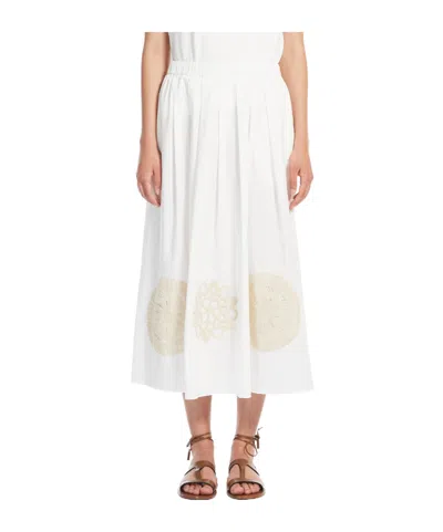 Weekend Max Mara Elastic Waist Skirt In White