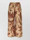 Weekend Max Mara Omens Beige Temide Floral-print Wide-leg Silk Trousers In Multi