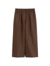 Weekend Max Mara Elasticated Linen Trousers In Brown