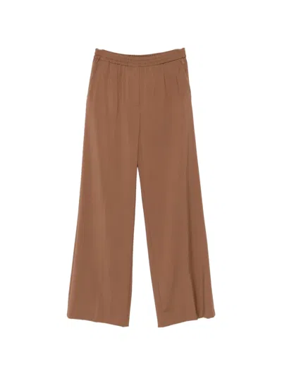 Weekend Max Mara Elasticated Wide-leg Trousers In Brown