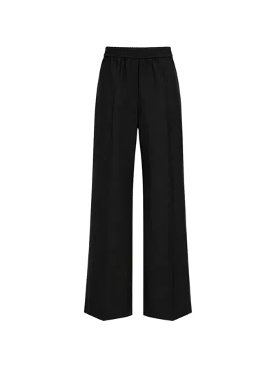 Weekend Max Mara Elasticated-waistband Pressed-crease Trousers In Black