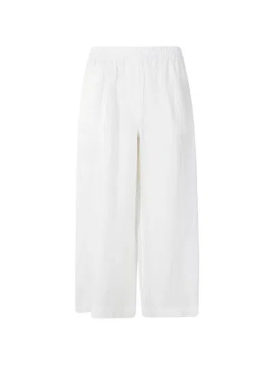 Weekend Max Mara Elasticated-waistband Wide-leg Trousers In White