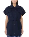 Weekend Max Mara Wool Sleeveless Belted Coat In Blue