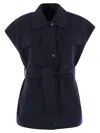 Weekend Max Mara Elegia Wool Waistcoat With Belt In Blue