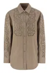 Weekend Max Mara Elmi - Embroidered Soft Poplin Shirt In Gold