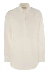 Weekend Max Mara Elmi Embroidered Soft Poplin Shirt In Neutral