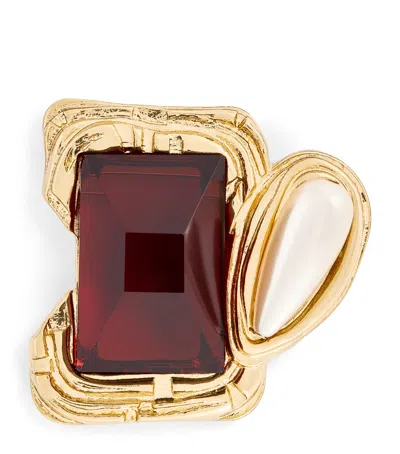 Weekend Max Mara Embellished Brooch In Brown