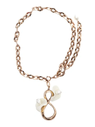 Weekend Max Mara Embellished Chained Necklace In Gold