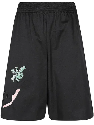 Weekend Max Mara Embellished Gabardine Shorts In Black