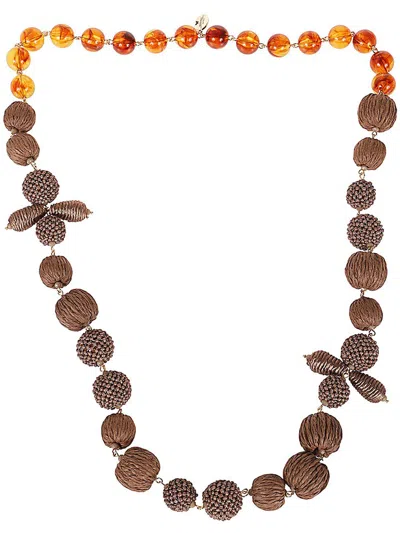 Weekend Max Mara Embellished Necklace In Brown