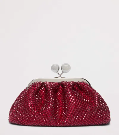 Weekend Max Mara Embellished Pasticcino Clutch Bag In Red