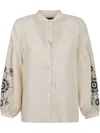 Weekend Max Mara Casual Mandarin Collar Long Sleeves Top In Neutrals