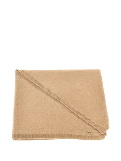 Weekend Max Mara Embroidered Cashmere Scarf In Brown