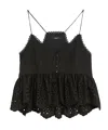 Weekend Max Mara Broderie Anglaise Peplum Top With Spaghetti Straps In Black