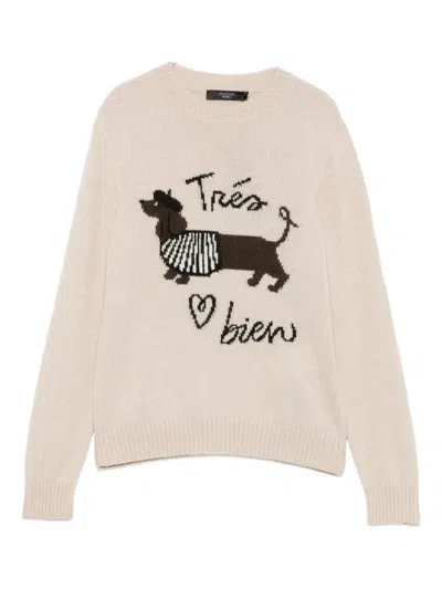Weekend Max Mara Embroidered Crew-neck Sweater In Neutral