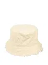 Weekend Max Mara Embroidered Frayed-edge Bucket Hat In Neutral