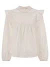 Weekend Max Mara Taddeo Broderie Anglaise Poplin Shirt In Bianco