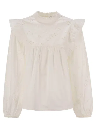 WEEKEND MAX MARA EMBROIDERED RUFFLED BLOUSE WEEKEND MAX MARA