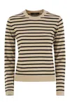 Weekend Max Mara Sicilia Striped Crew Neck Silk Blend Sweater In Neutral