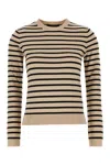 Weekend Max Mara Sicilia Striped Crew Neck Silk Blend Sweater In Neutral