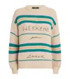 Weekend Max Mara Rice Grain Knit Embroidered Sweater In Brown