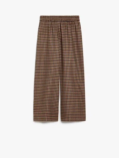 Weekend Max Mara Embroidered Wool Blend Ebe Wide-leg Pant In Brown