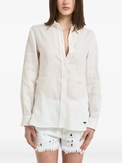 Weekend Max Mara Embroidered-logo Button-down Shirt In White